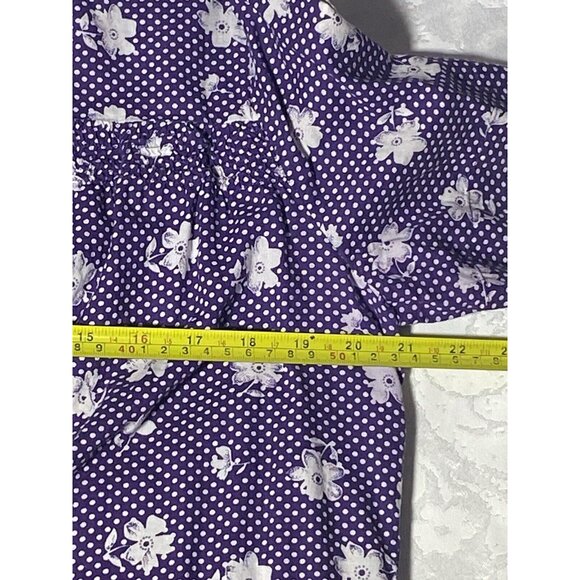 Baxter &  Wells Purple Large Ditsy Floral Button Up Shirt Cottage Prairie 90s - Picture 6 of 10